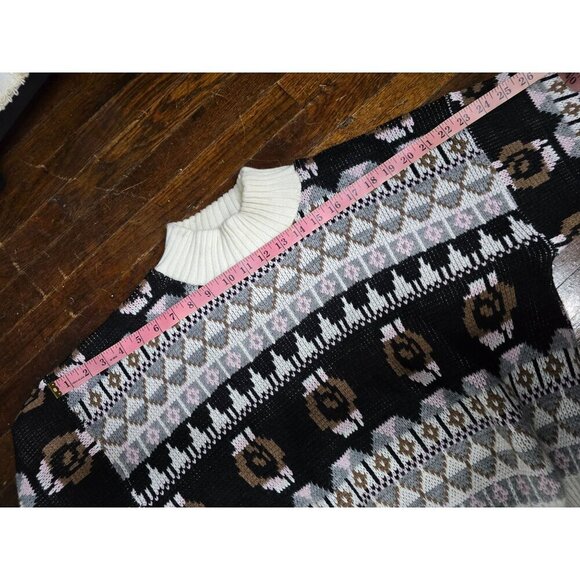 Vintage Fair Isle Grey Pink Cinched Waist Sweater - Picture 6 of 11